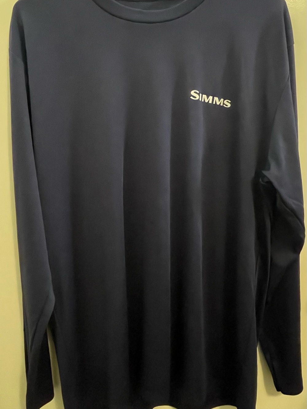 Simms Navy Performance Long Sleeve Fishing Tee with Chest Logo